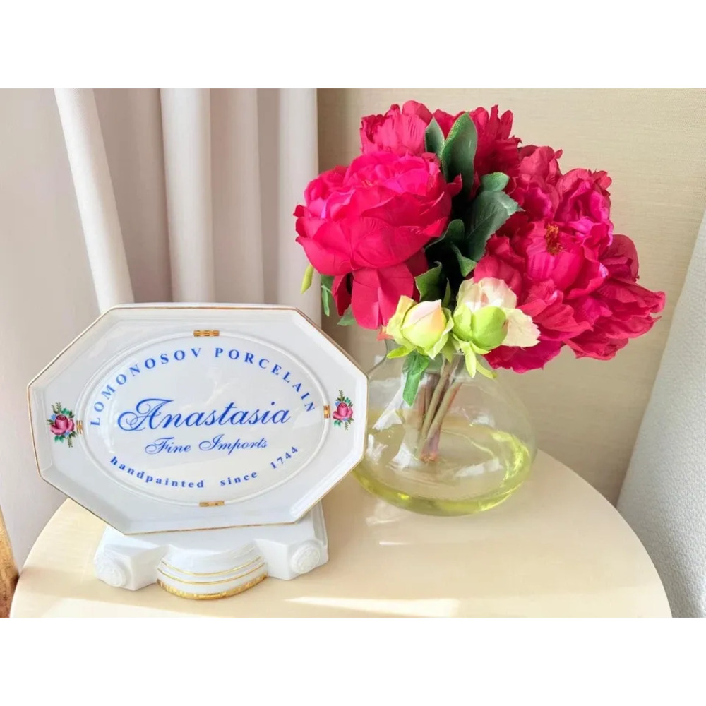 Lomonosov porcelain sign display plaque Rose Gold LFZ RARE Russian Sculpture NEW